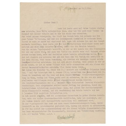 Von Angela Hitler aus dem Berghof verfasster und u