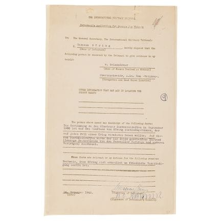 Von Hermann Göring in Nürnberg unterzeichnetes Dok