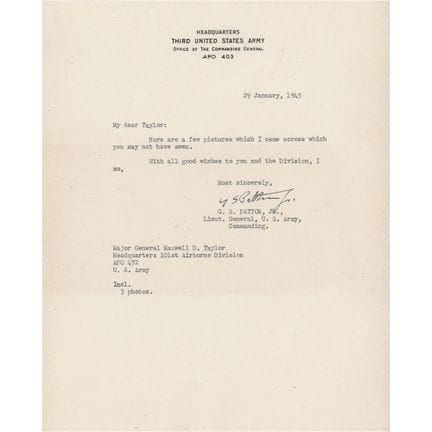 George S. Patton Typed Letter Signed to Maxwell Ta