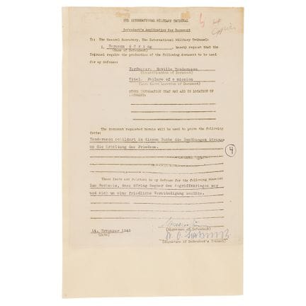 Von Hermann Göring in Nürnberg unterzeichnetes Dok