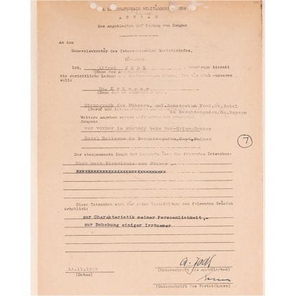 Von Alfred Jodl in Nürnberg unterzeichnetes Dokume