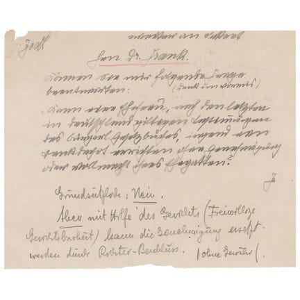 Autographische Notiz von Alfred Jodl an Hans Frank