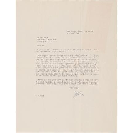 Oak Ridge: Joseph H. Rush Typed Letter Signed - "D