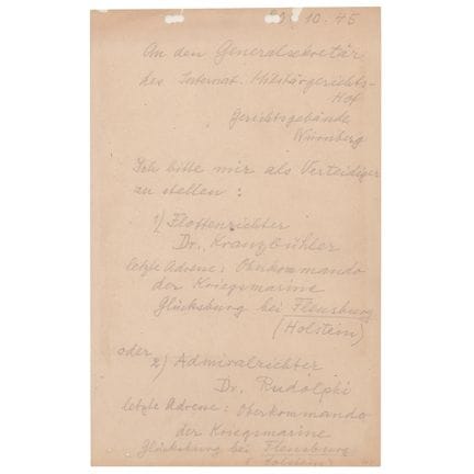 Von Karl Dönitz signiertes Autograph, in dem er se