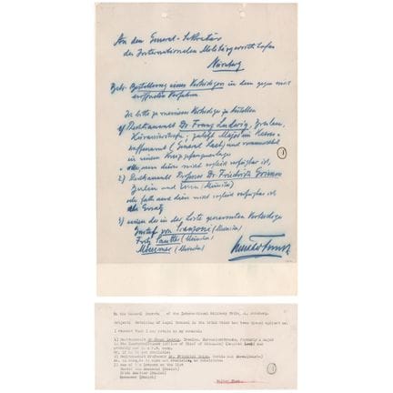 Von Walther Funk signiertes Autograph, in dem er s