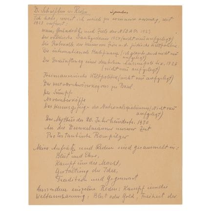 Von Alfred Rosenberg in Nürnberg unterzeichnetes A