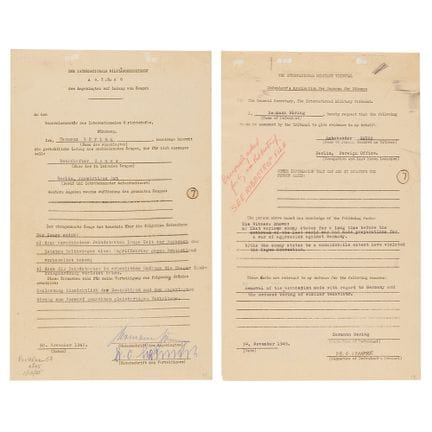 Von Hermann Göring in Nürnberg unterzeichnetes Dok