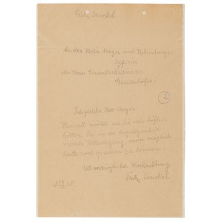 Von Fritz Sauckel in Nürnberg unterzeichneter Auto