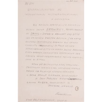 Von Ernst Kaltenbrunner in Nürnberg unterzeichnete