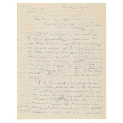 Erich Raeder: Signierter Brief aus Nürnberg über d