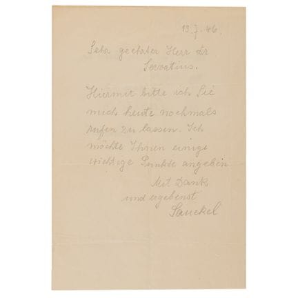 Von Fritz Sauckel signierter Brief an seinen Nürnb