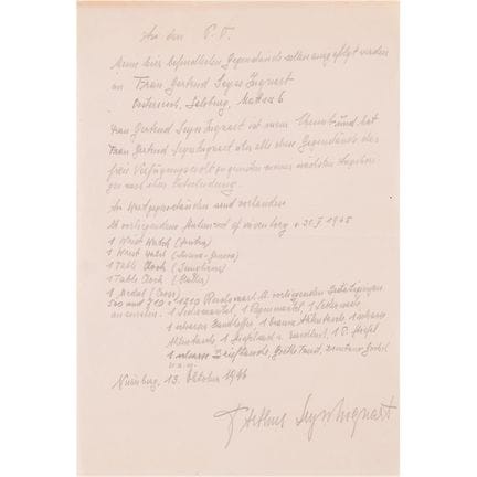 Von Arthur Seyss-Inquart in Nürnberg unterzeichnet