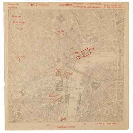 German Luftwaffe ‘Secret’ Target Map of London Mar