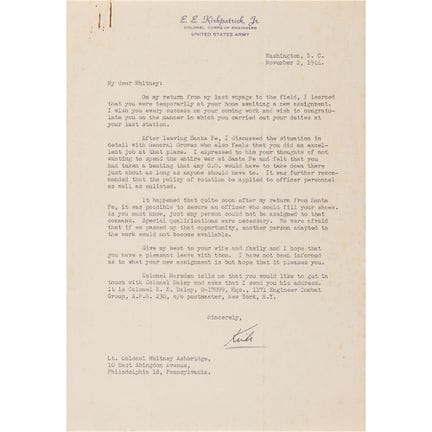 Elmer E. Kirkpatrick War-Dated Typed Letter Signed