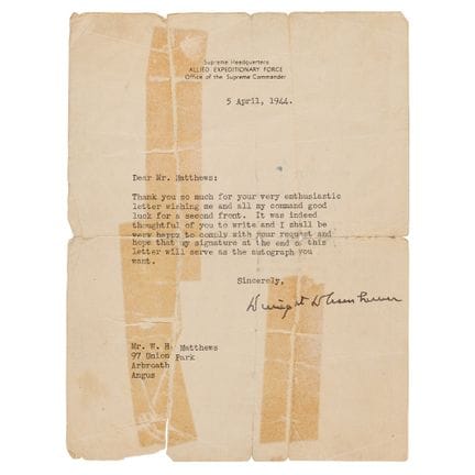 Dwight D. Eisenhower World War II-Dated Typed Lett
