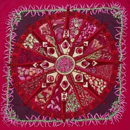 HERMES. 
"Aux pays des épices" silk scarf featurin