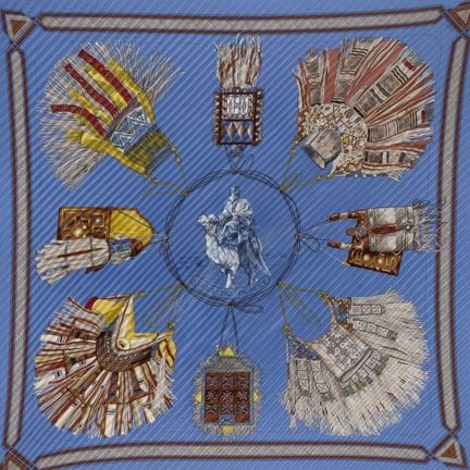 HERMES. 
"Cuir de désert" pleated silk scarf with 
