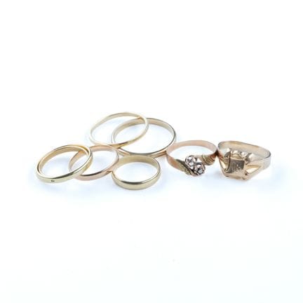 18k yellow gold (750) set consisting of six weddin