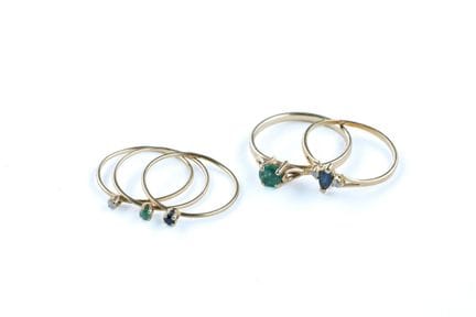 Set of five delicate 18k yellow gold rings (750 pa