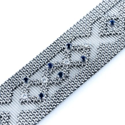Louis MONCANY &amp; Cie. 
18K白金（750千分之一）波兰式链节丝带手链，