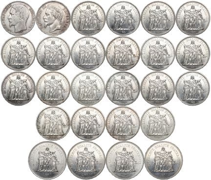 FRANKREICH. 
- 20 x 10-Franc-Silbermünzen „Herkule