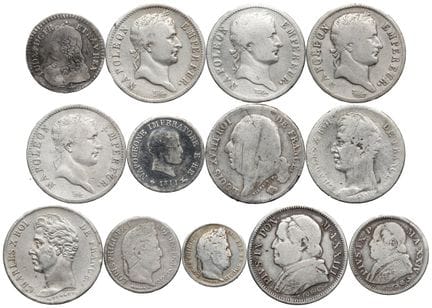 FRANKREICH. 
- 7 x 1 Franc Silber, Napoleon I., 18