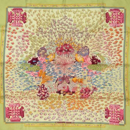 HERMES. 
"Rencontre Océane" silk carré with polych