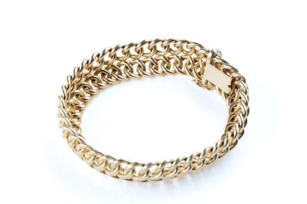18k yellow gold (750) double-row bracelet with par