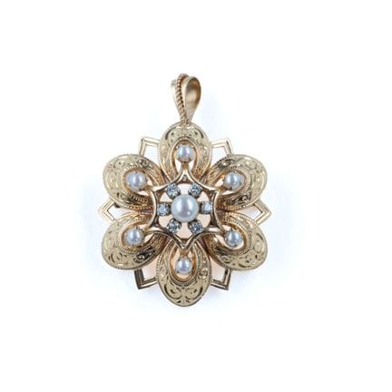 Brooch that can be worn as a pendant, made of 18k 