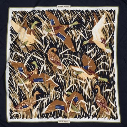 HERMES. 
Silk "Les Cols Verts" square with polychr