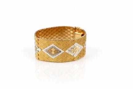 18k yellow and white gold (750) cuff bracelet, fea