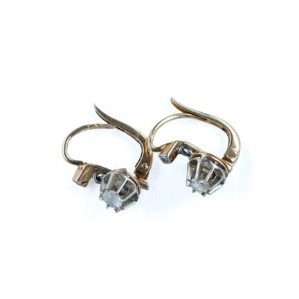 Pair of 18k yellow gold (750) hoop earrings set wi
