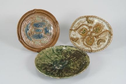 Eugène LION and others. Ceramic dishes (minor impe