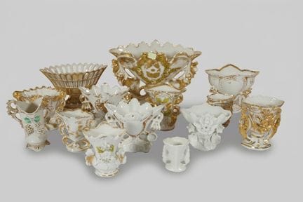 Set of wedding vases made of white porcelain with 