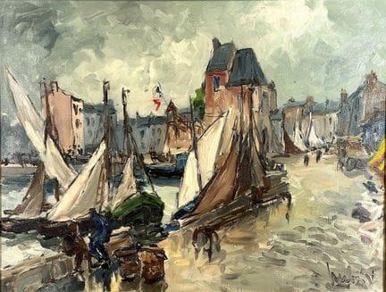 费尔南·埃尔博（1905-1995） 《翁弗勒港》 布面油画，右下角签名，题为《翁弗勒》，背面标有“