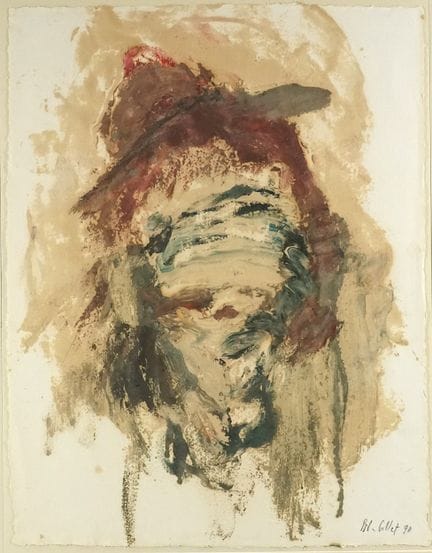 罗杰-埃德加·吉莱（1924-2004） 作品。纸本油画，署名并标注1990年。67 x 52 厘米