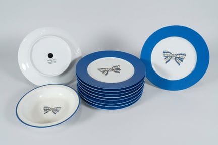 Christian Dior: 10 plates with a bow design, blue 