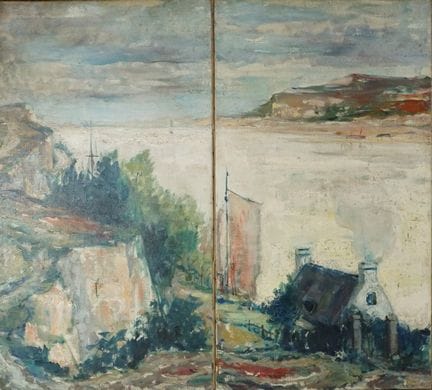 DECHAUX. Paysage breton. Suite de quatre huiles su