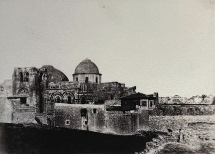 奥古斯特·萨尔茨曼 1824
-1872
圣墓教堂，耶路撒冷，1854年。
摄影作品。盐纸印相，裱于