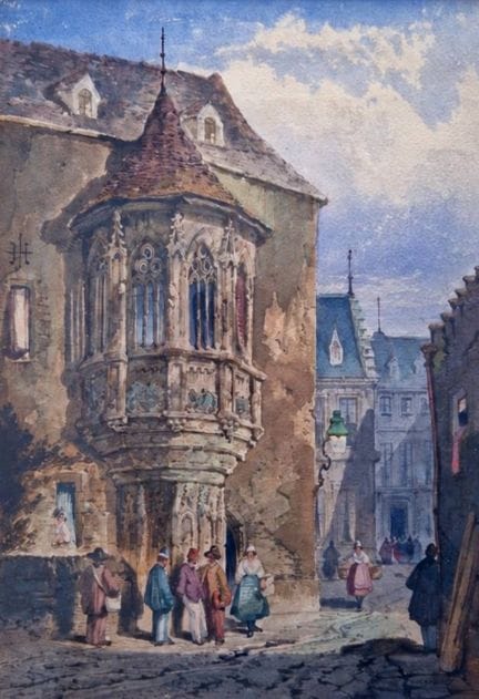 "ÉCOLE DU XIXÈME SIÈCLE Oriel gothique, Presbytère