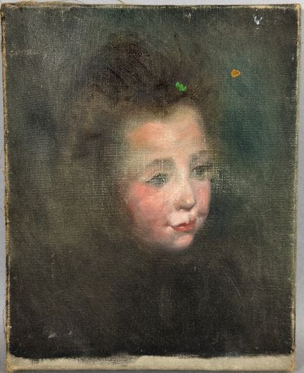 Scuola del XX secolo. Ritratto di bambino. Olio su