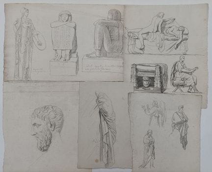 Cornelis Cels (1778-1859) – Set di 5 disegni «Stud