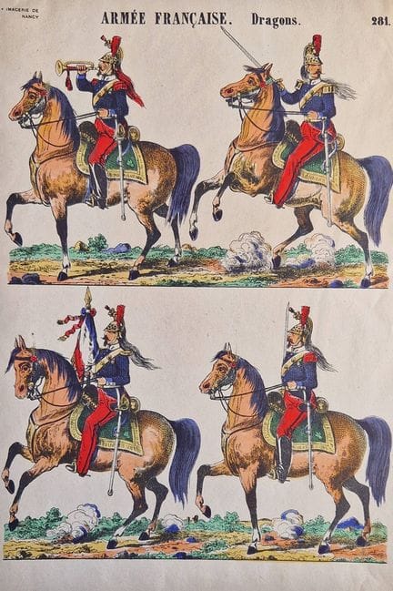 "MILITARIA - IMAGERIE DE NANCY Ensemble de 9 gravu