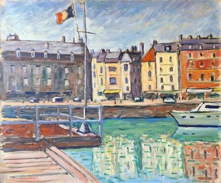"Guy PICHON (1933-2007) Le Port de Dieppe. Huile s