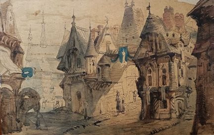Enrico ROBECCHI (1827-1889) - «Scenografia medieva
