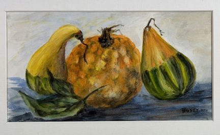 Ecole contemporaine. Nature morte aux coloquintes.
