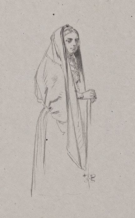 "Eugène LE POITTEVIN (1806-1870) Jeune femme au vo