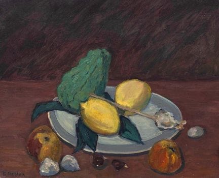 "Guy PICHON (1933-2007) Nature morte aux citrons. 