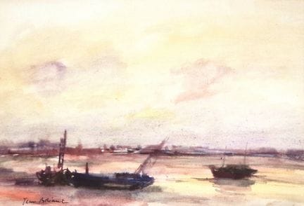 "Jean BRÉANT (1922-1984) Marine au Soleil Couchant