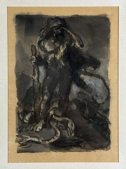 Jules CHADEL (1870-1941) Hercule. Aquarelle. Dimen